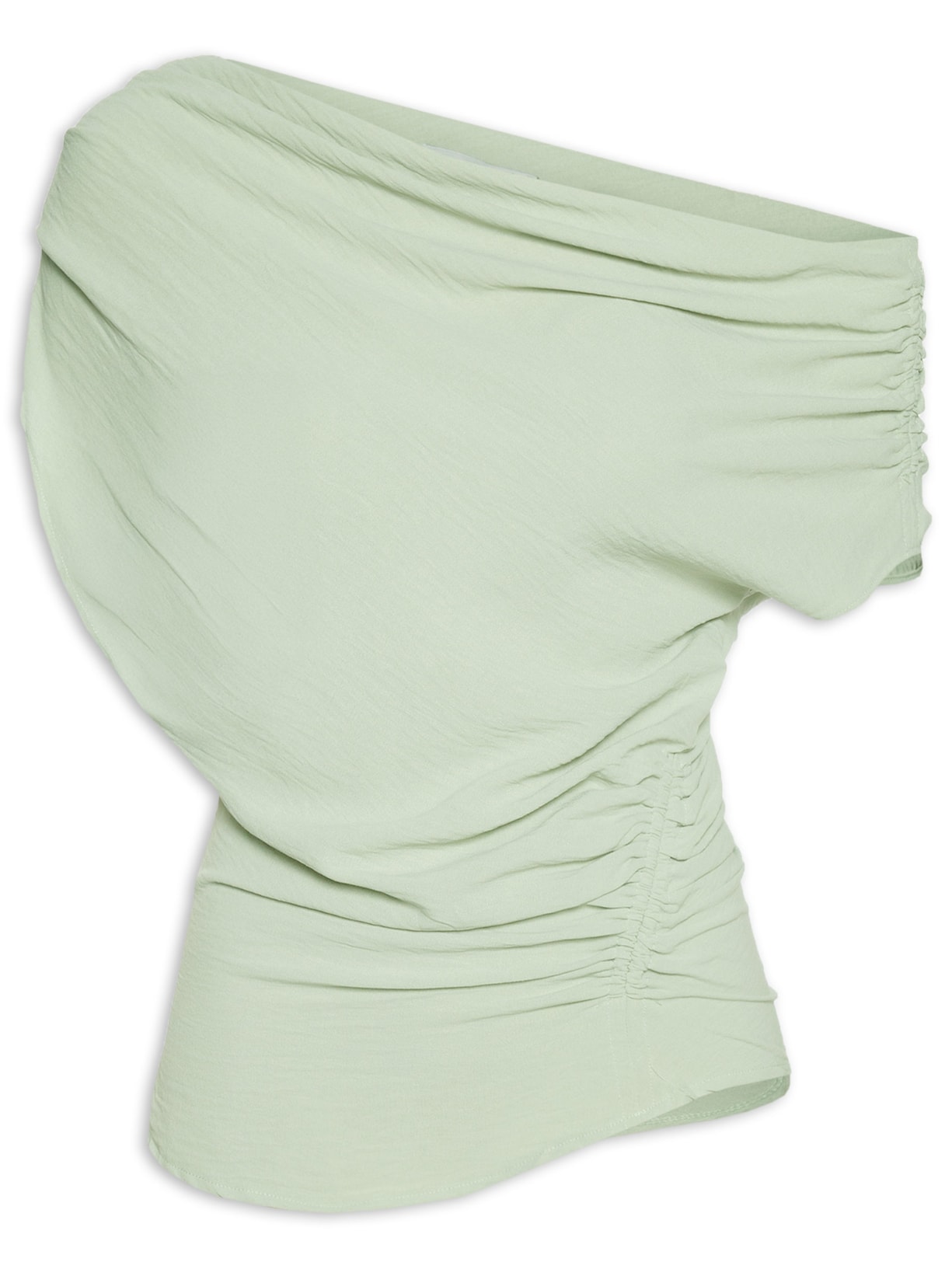 Blusa Feminina Com Decote Assimétrico E Franzidos Laterais - Verde