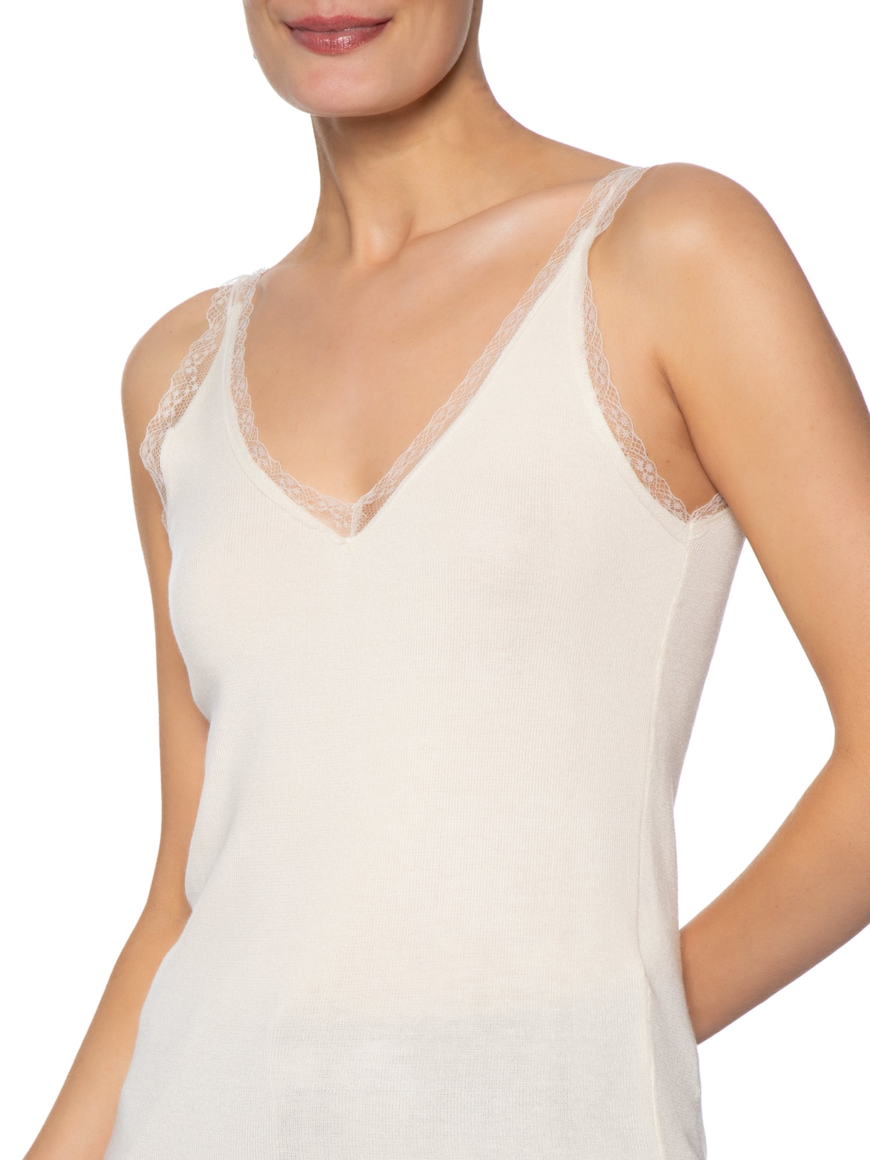 Blusa Feminina Com Detalhe Com Renda Em Tricot Off White '2Essential