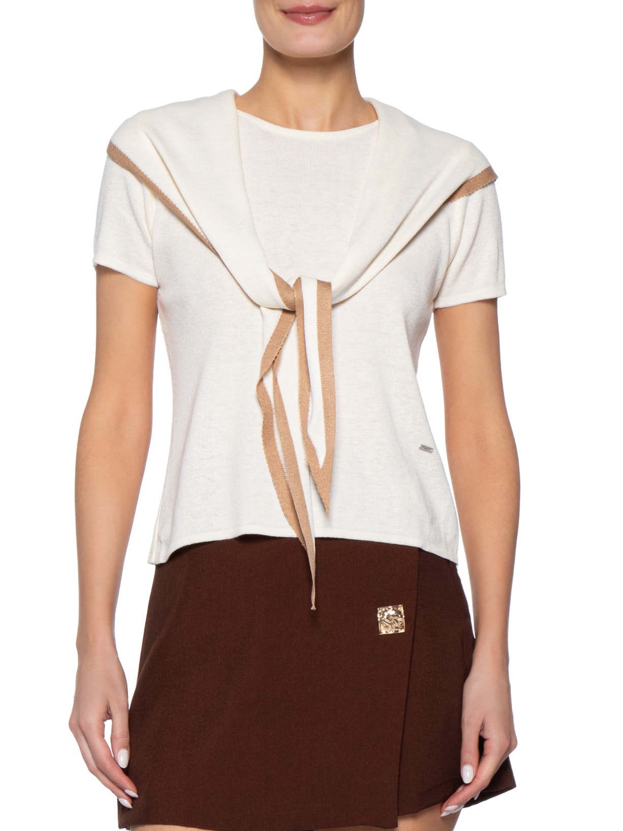 Blusa Feminina Com Detalhe De Amarração Off White '2Essential