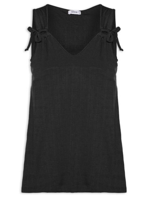 Blusa Feminina Com Detalhe Na Alça - Preto