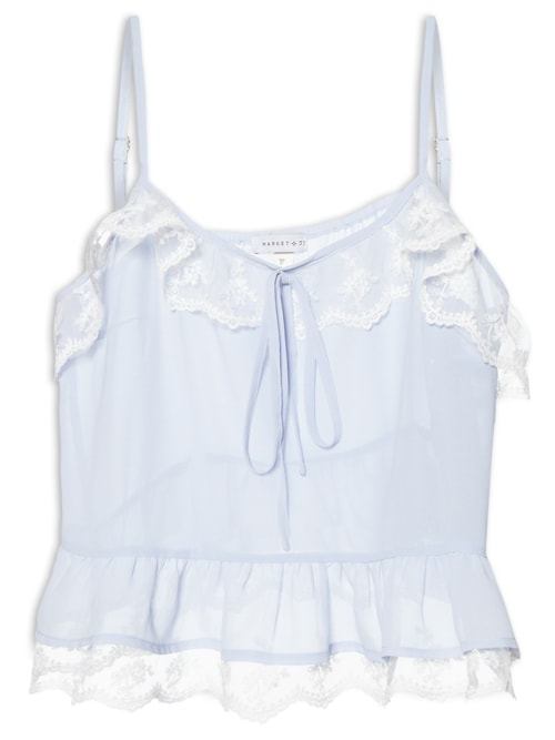 Blusa Feminina com Detalhes em Renda - Azul