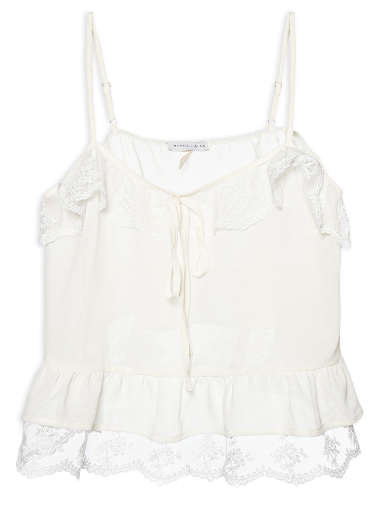 Blusa Feminina com Detalhes em Renda - Off White