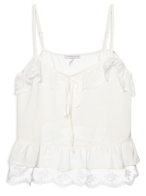 Blusa Feminina com Detalhes em Renda - Off White