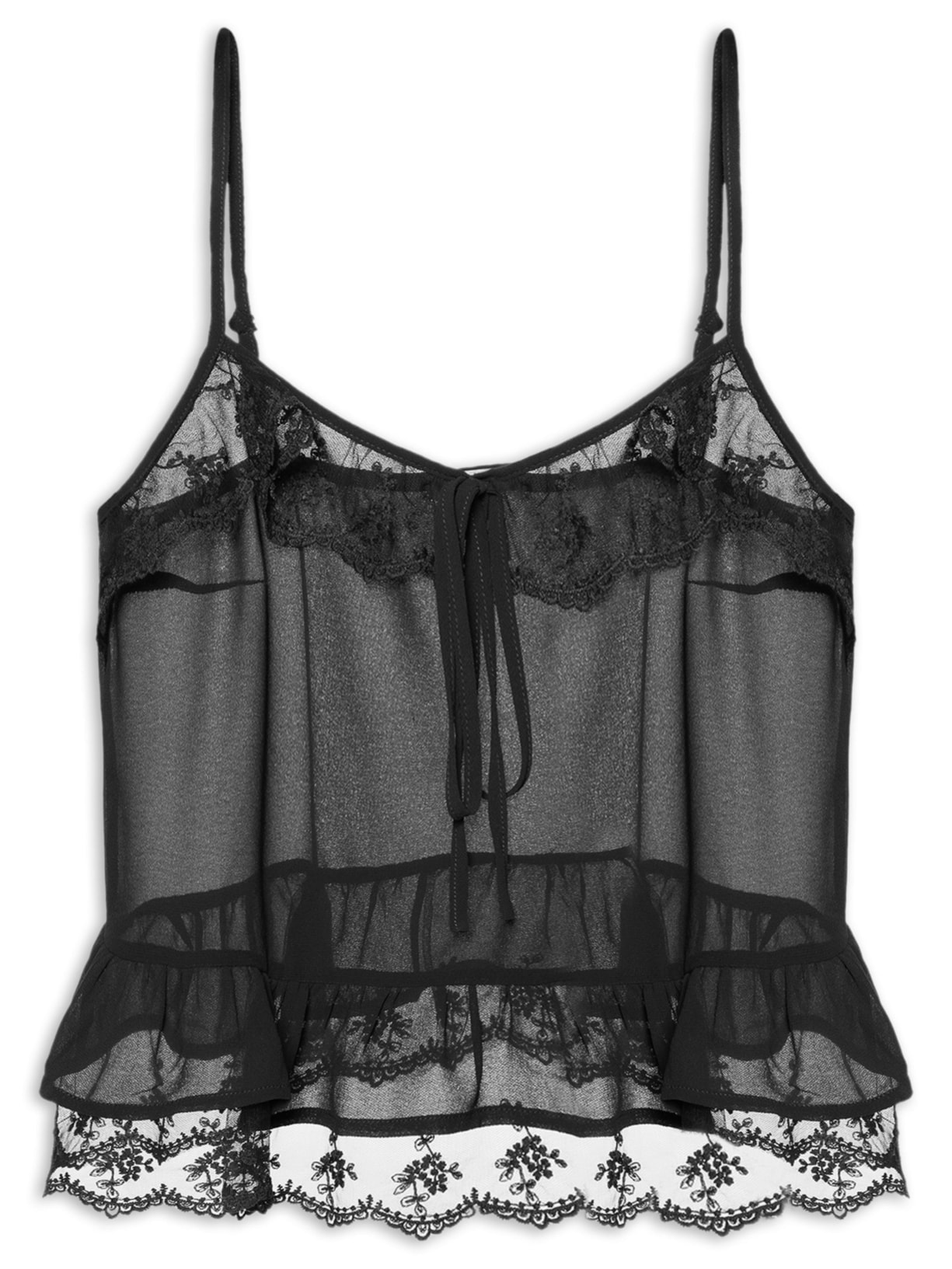 Blusa Feminina com Detalhes em Renda - Preto