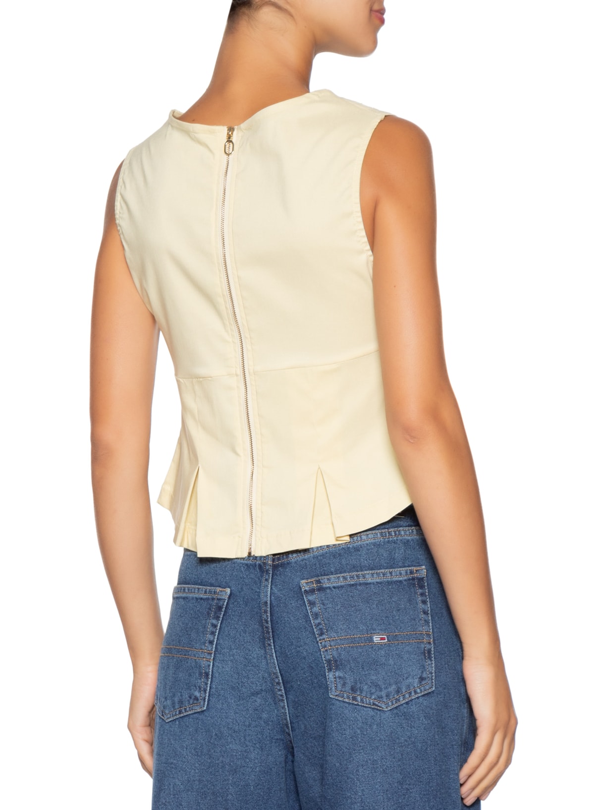 Blusa Feminina Com Drapeados Amarelo '2Essential