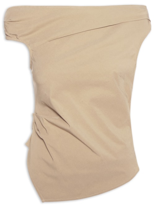 Blusa Feminina Com Drapeados - Bege