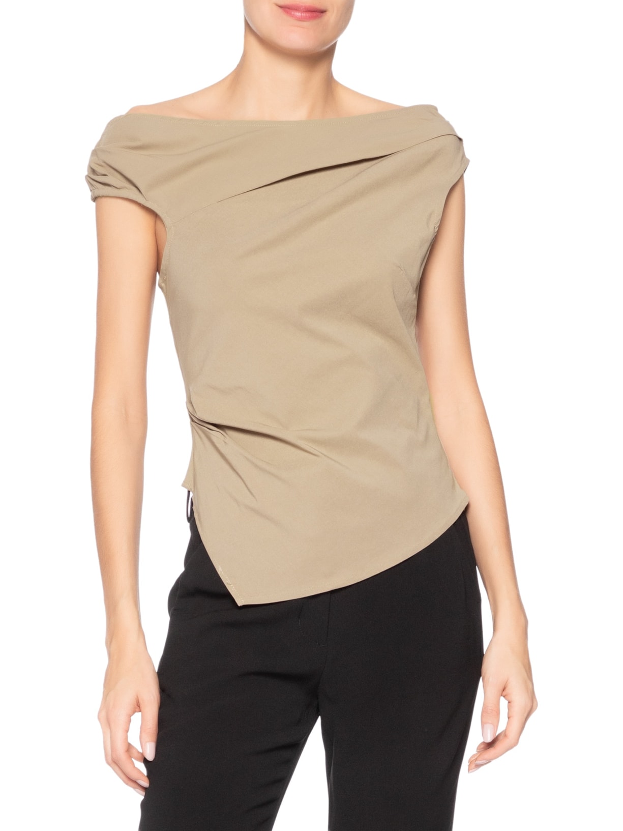 Blusa Feminina Com Drapeados Bege '2Essential
