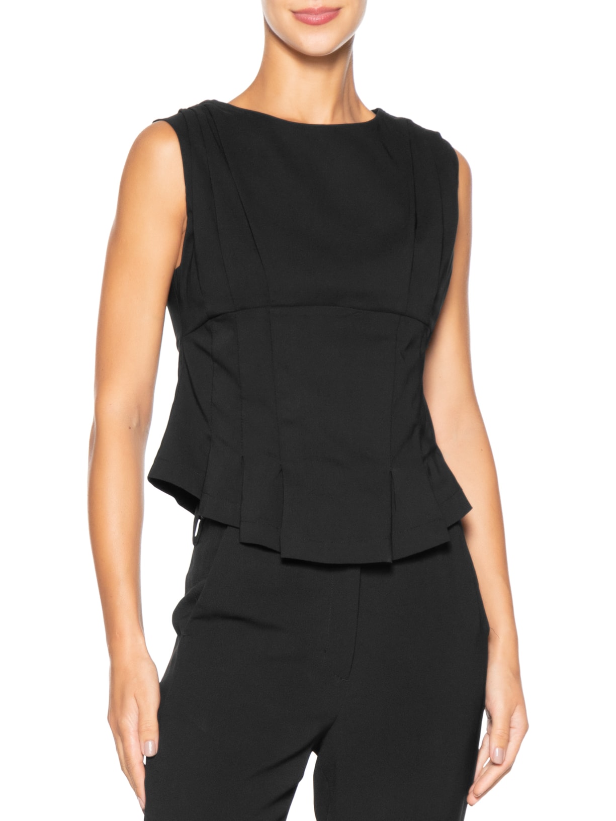 Blusa Feminina Com Drapeados Preto '2Essential