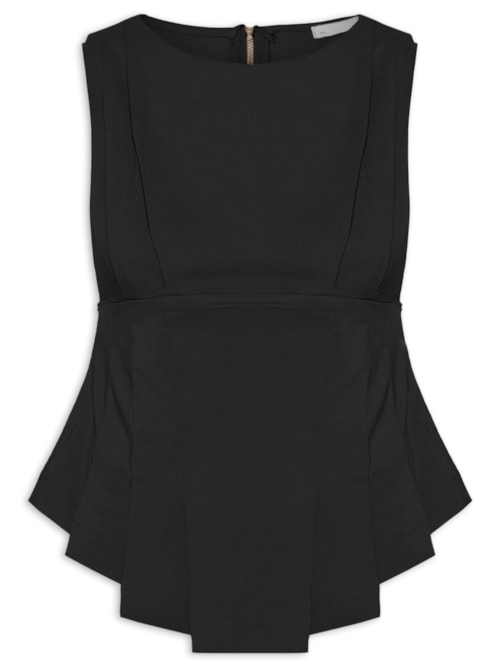 Blusa Feminina Com Drapeados - Preto