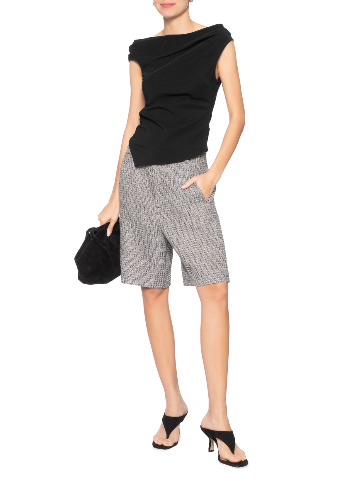 Blusa Feminina Com Drapeados Preto '2Essential