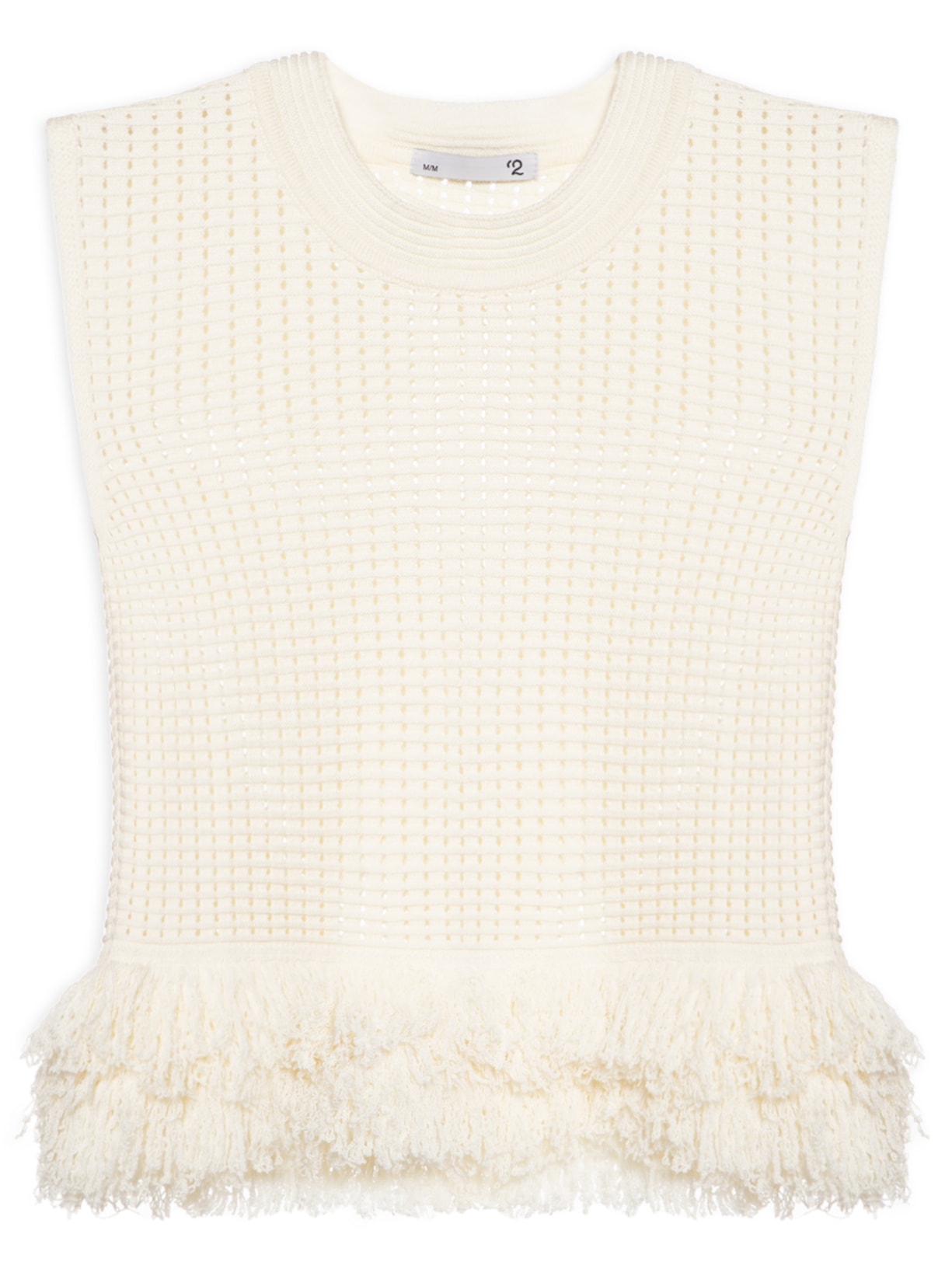 Blusa Feminina Com Franjas Em Tricot Off White '2Essential