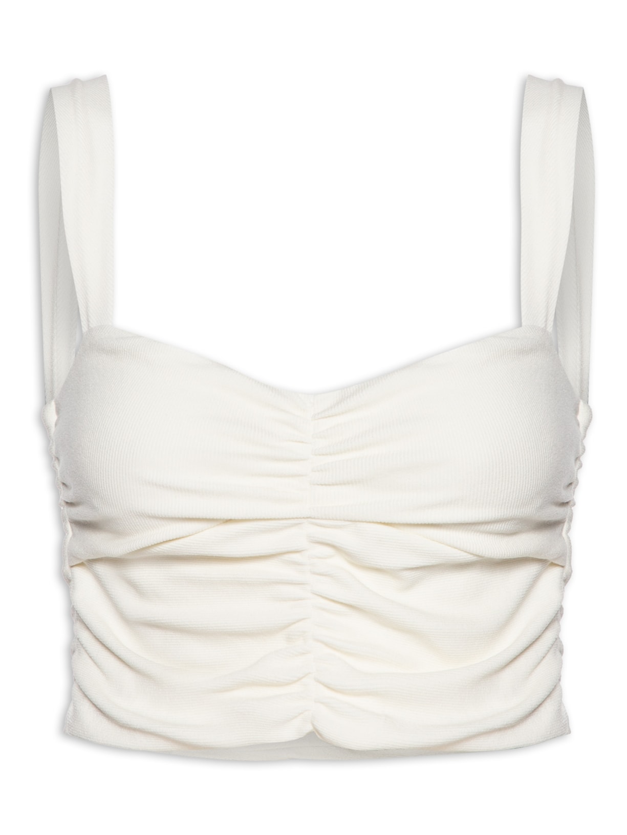 Blusa Feminina Com Franzidos E Alça Larga - Off White