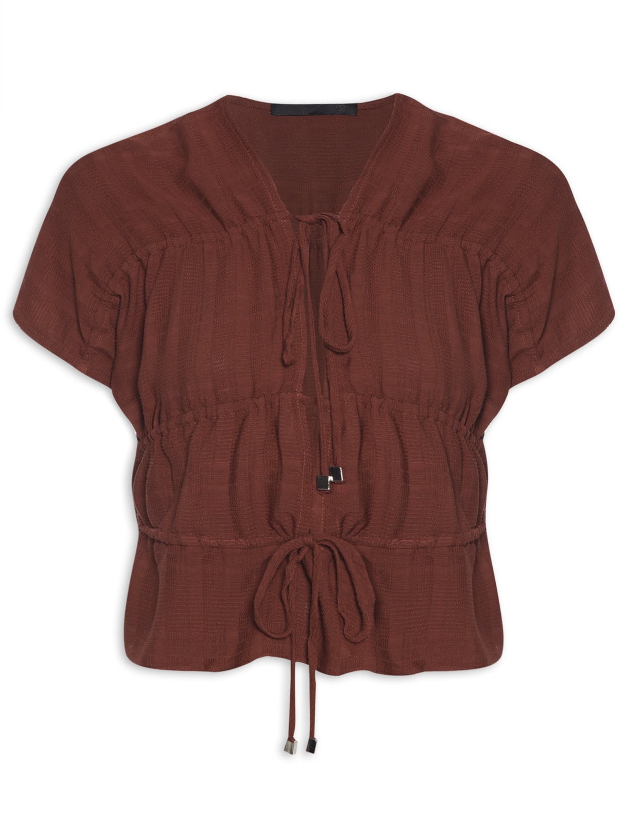 Blusa Feminina Com Franzidos E Amarração - Vinho
