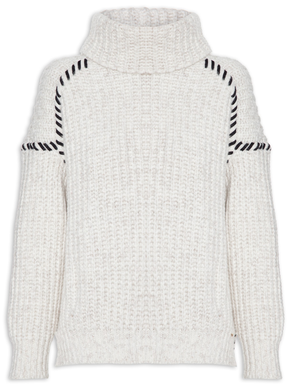 Blusa Feminina Com Gola Alta Em Tricot - Off White