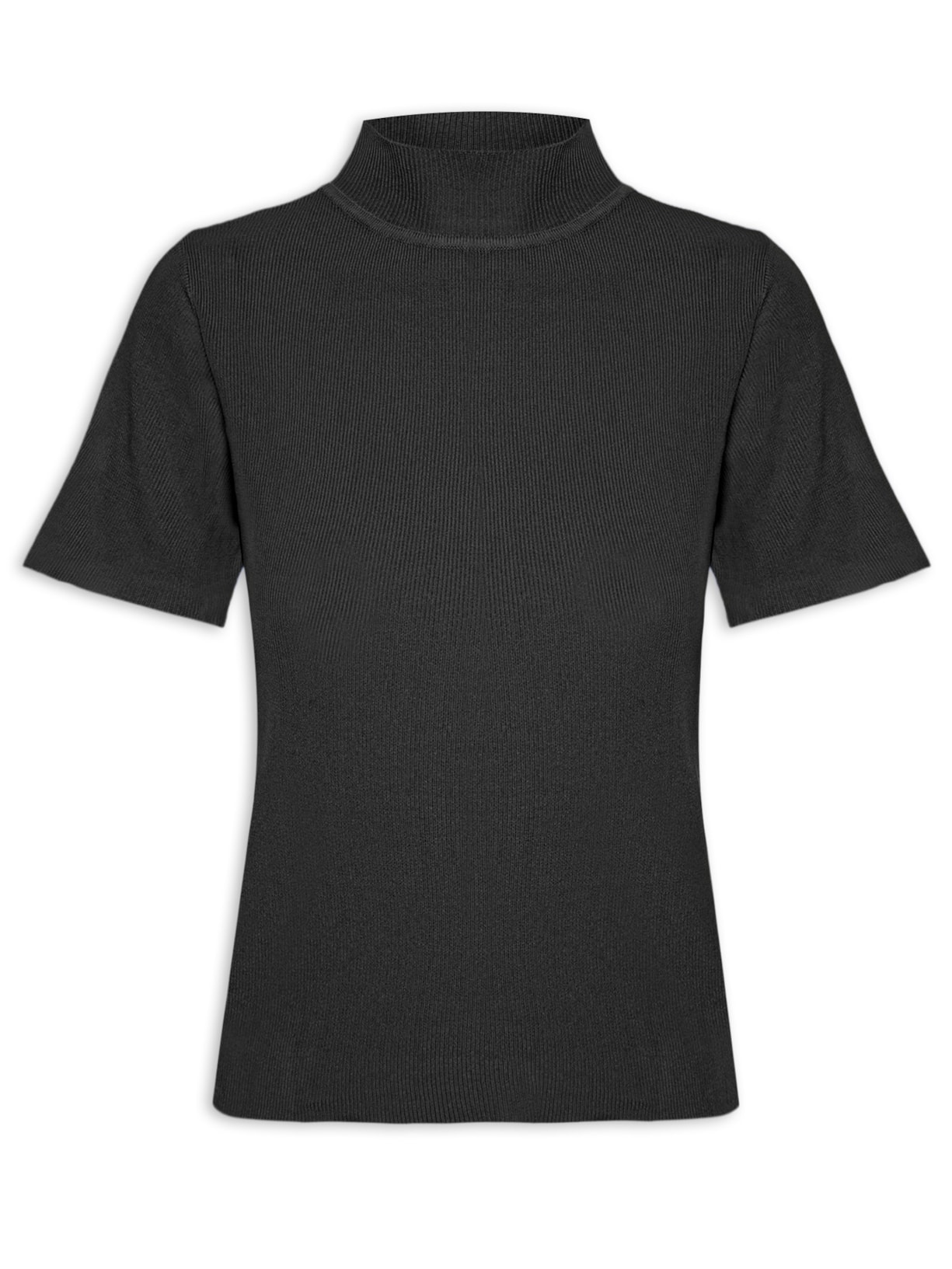 Blusa Feminina Com Manga Curta Tricot Fresh - Preto