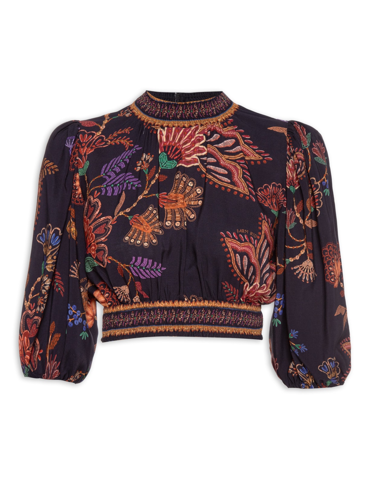 Blusa Feminina Com Manga Floral Valentina - Preto