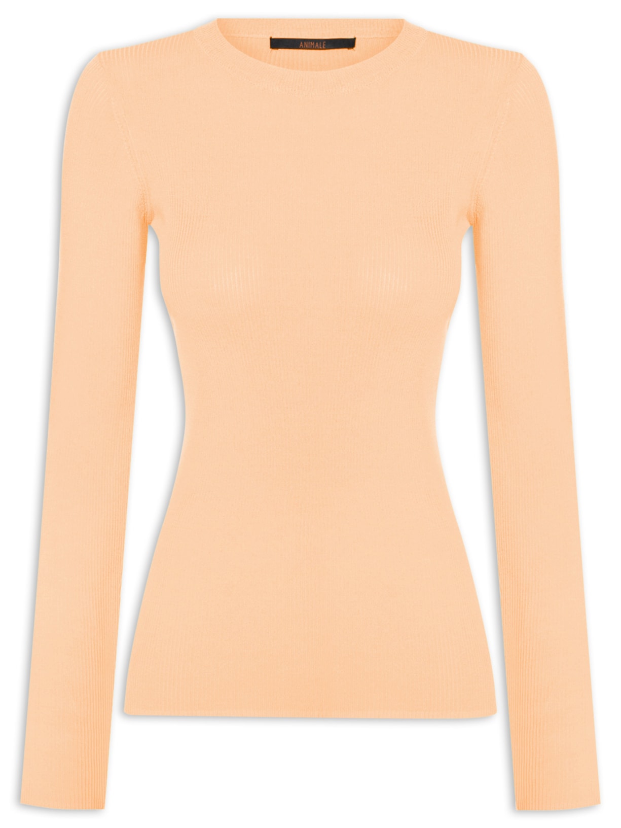 Blusa Feminina Com Manga Longa Canelada De Tricot Laranja Animale