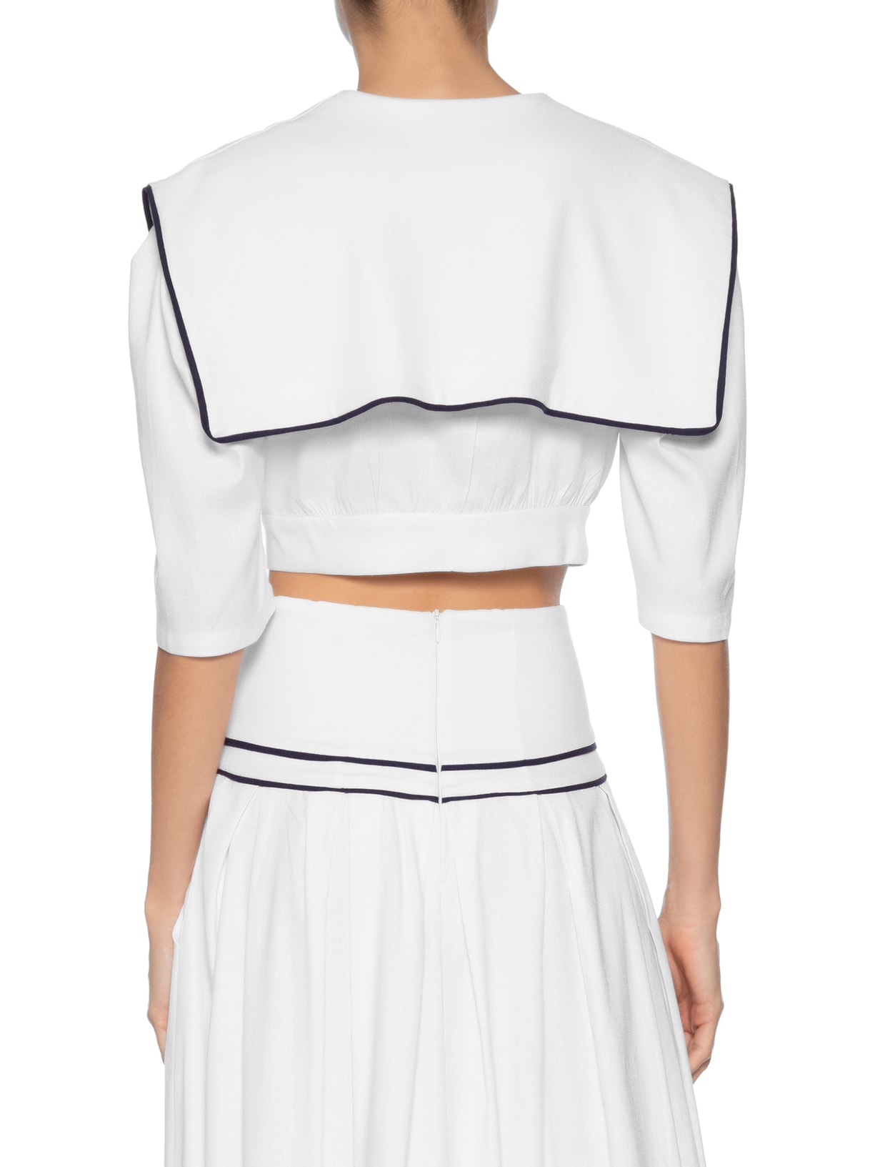 Blusa Feminina Com Pala Sobreposta Em Linho Misto Branco '2Essential