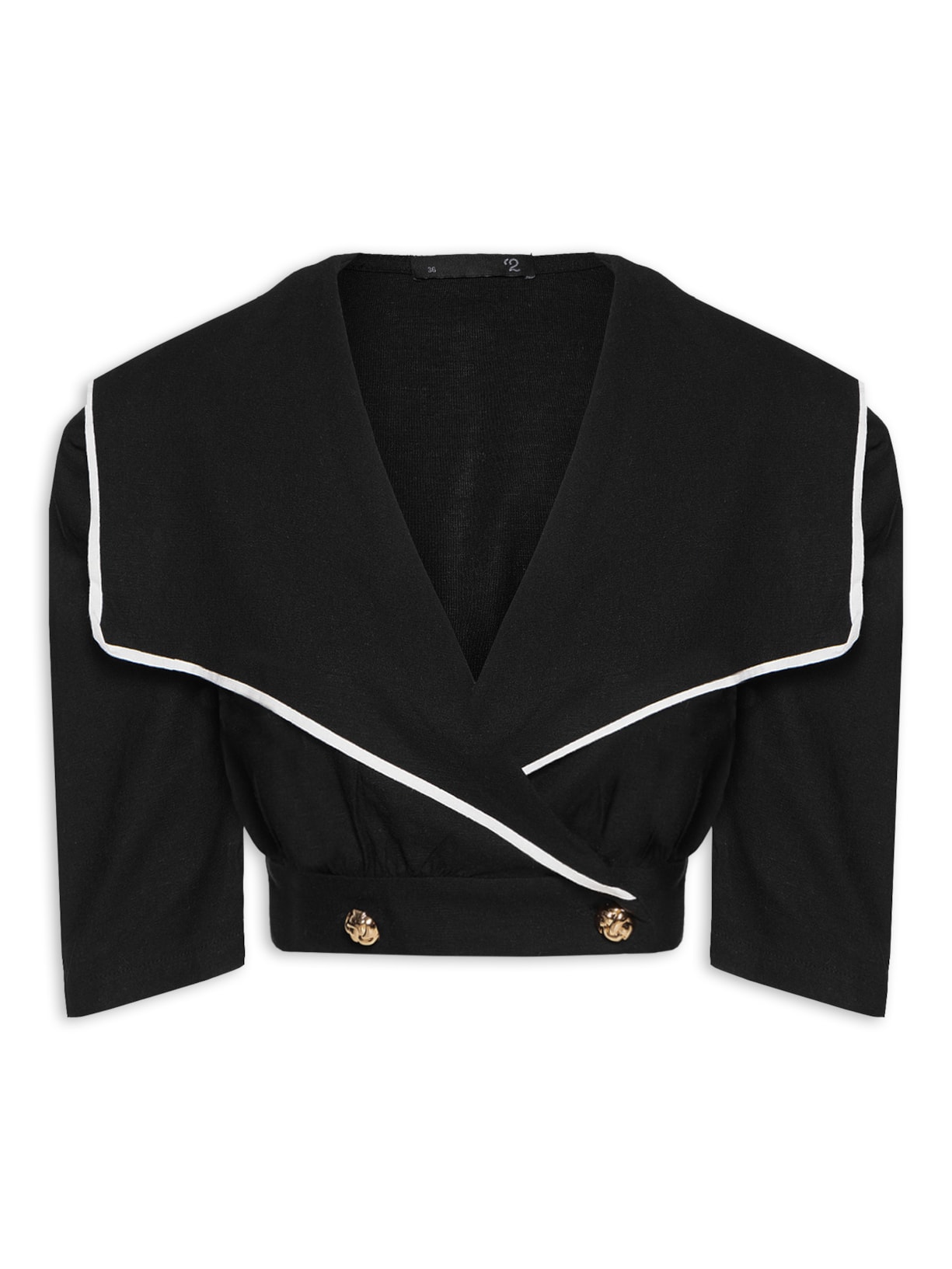 Blusa Feminina Com Pala Sobreposta Em Linho Misto - Preto