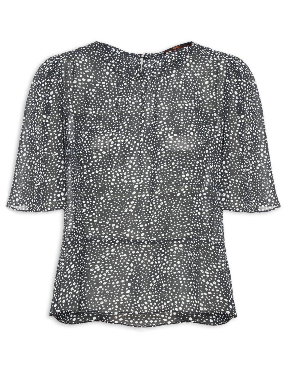 Blusa Feminina Com Peplum Pois Lajedo - Preto