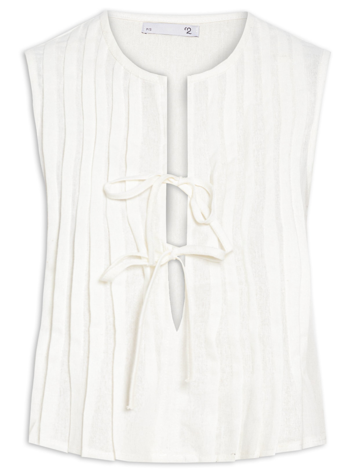 Blusa Feminina Com Pregas E Amarração Frontal - Off White
