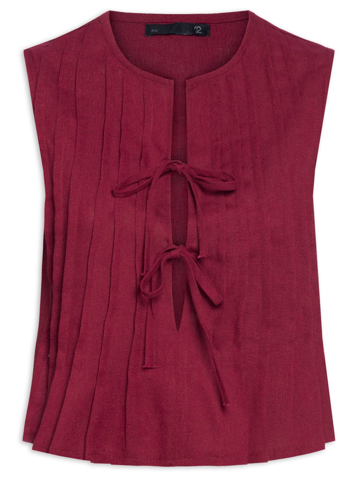 Blusa Feminina Com Pregas E Amarração Frontal - Vinho