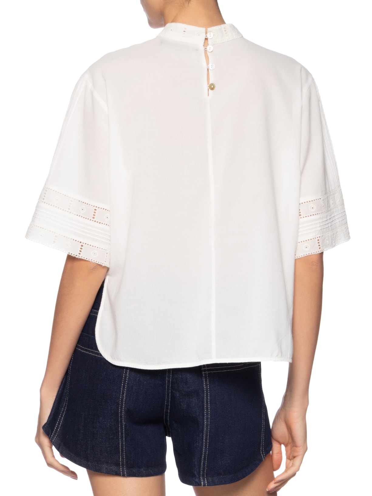 Blusa Feminina Com Pregas E Renda Branco Animale