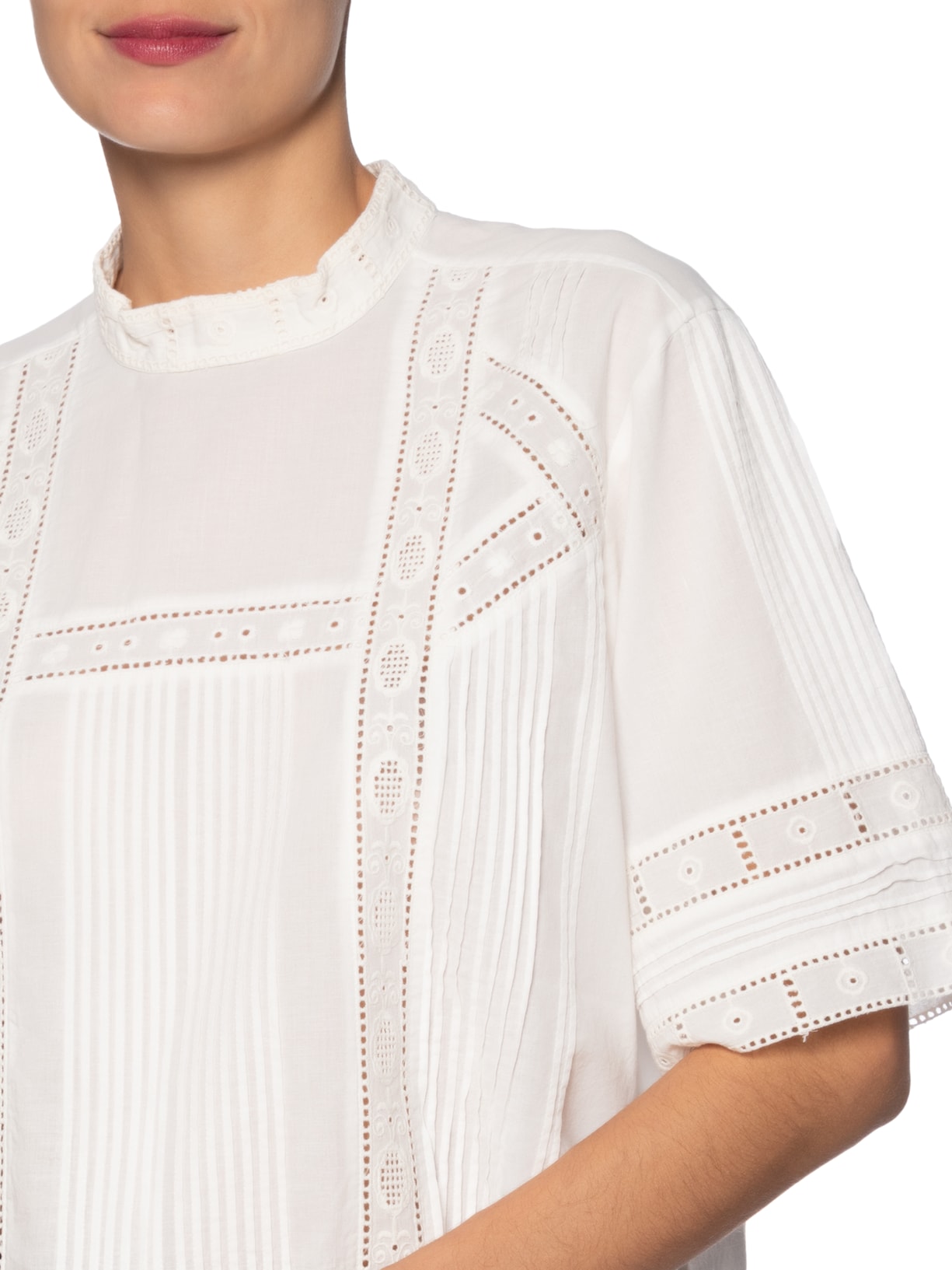 Blusa Feminina Com Pregas E Renda Branco Animale