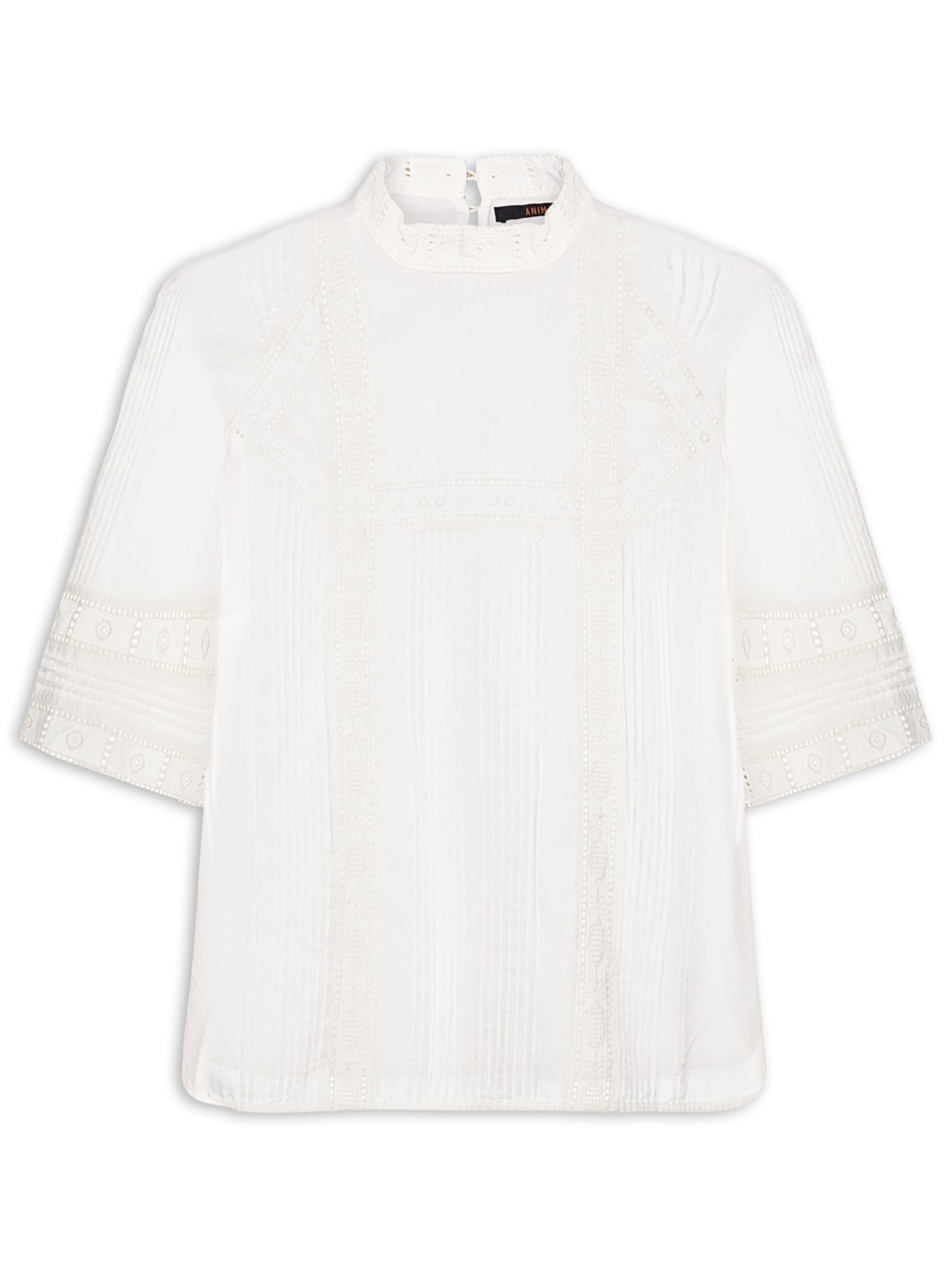 Blusa Feminina Com Pregas E Renda - Branco