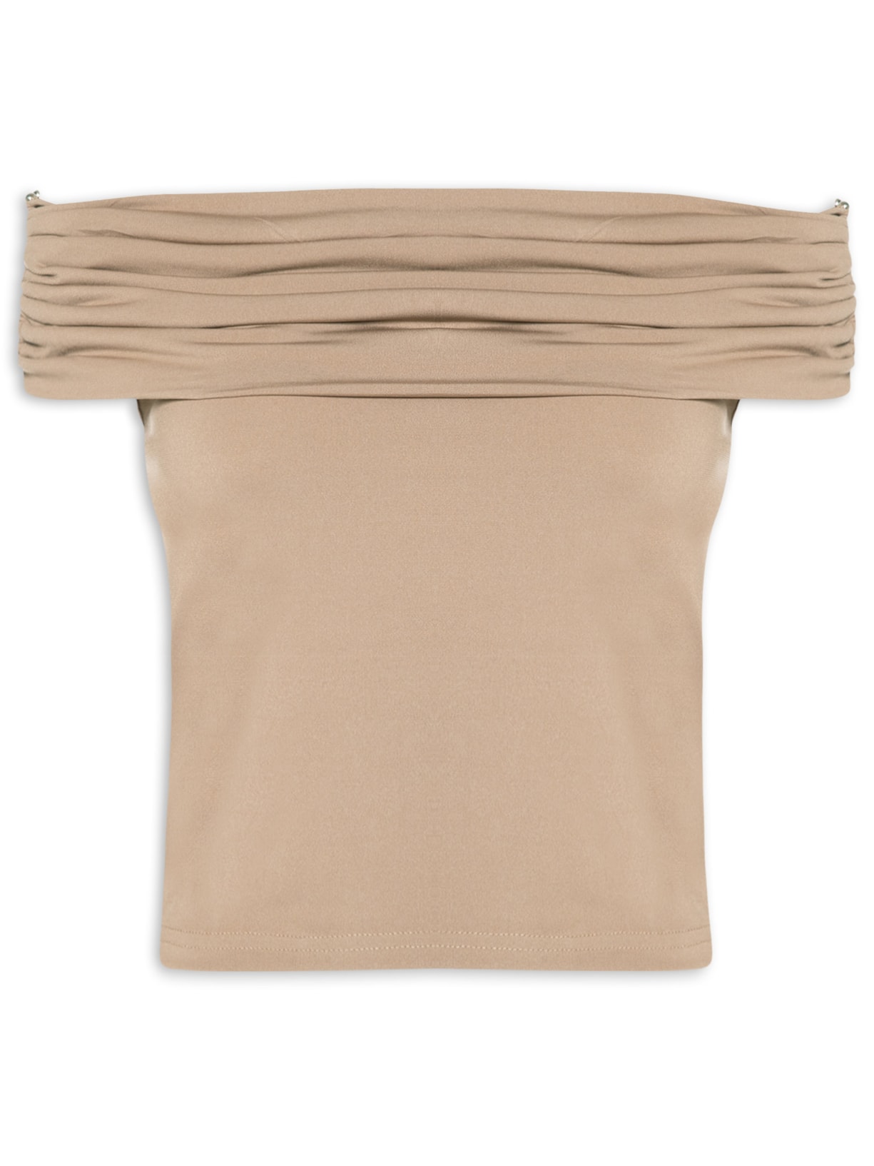 Blusa Feminina Com Sobreposição Plissada - Bege