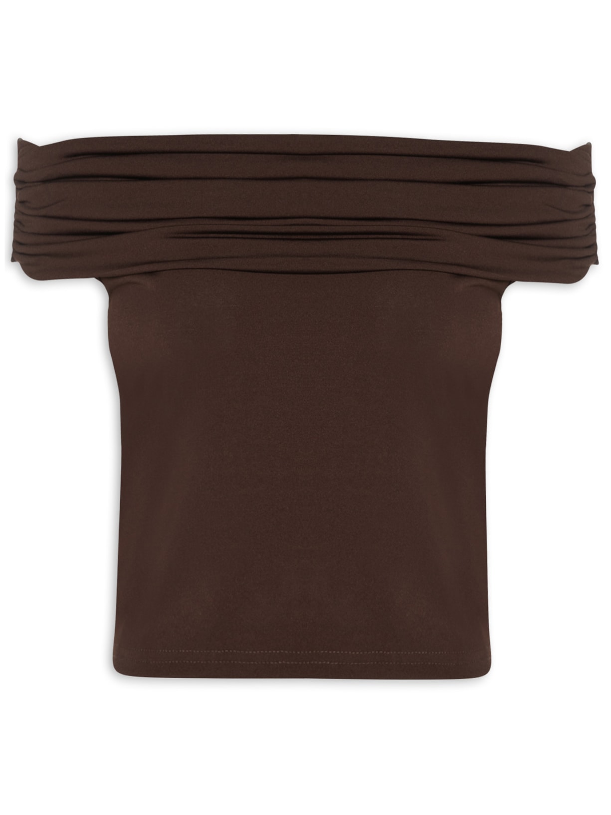 Blusa Feminina Com Sobreposição Plissada - Marrom