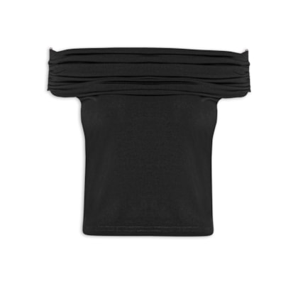 Blusa Feminina Com Sobreposição Plissada - Preto