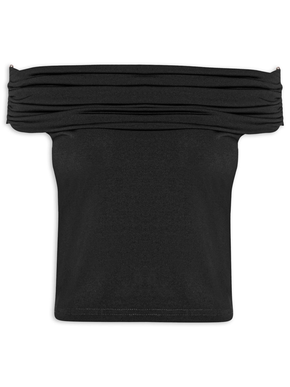 Blusa Feminina Com Sobreposição Plissada - Preto