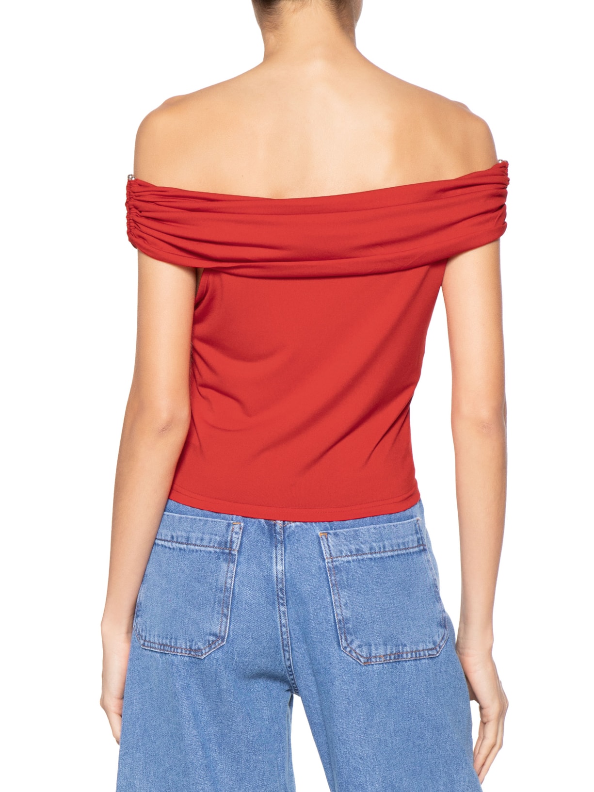 Blusa Feminina Com Sobreposição Plissada Vermelho Market 33