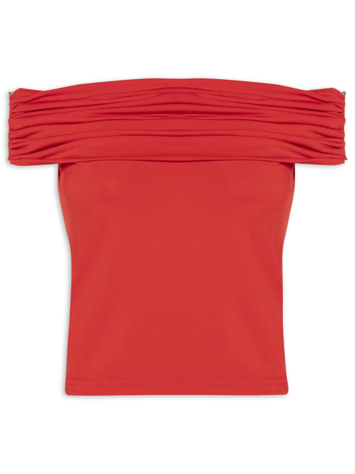 Blusa Feminina Com Sobreposição Plissada - Vermelho