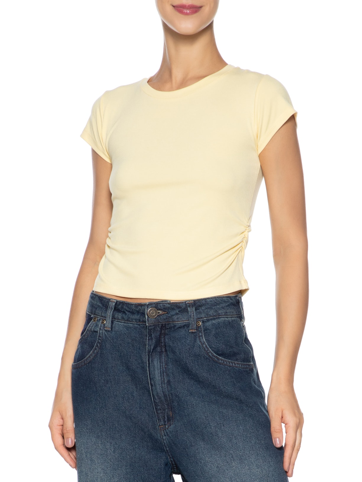 Blusa Feminina Comfy Justa Ao Corpo Amarelo Basiq
