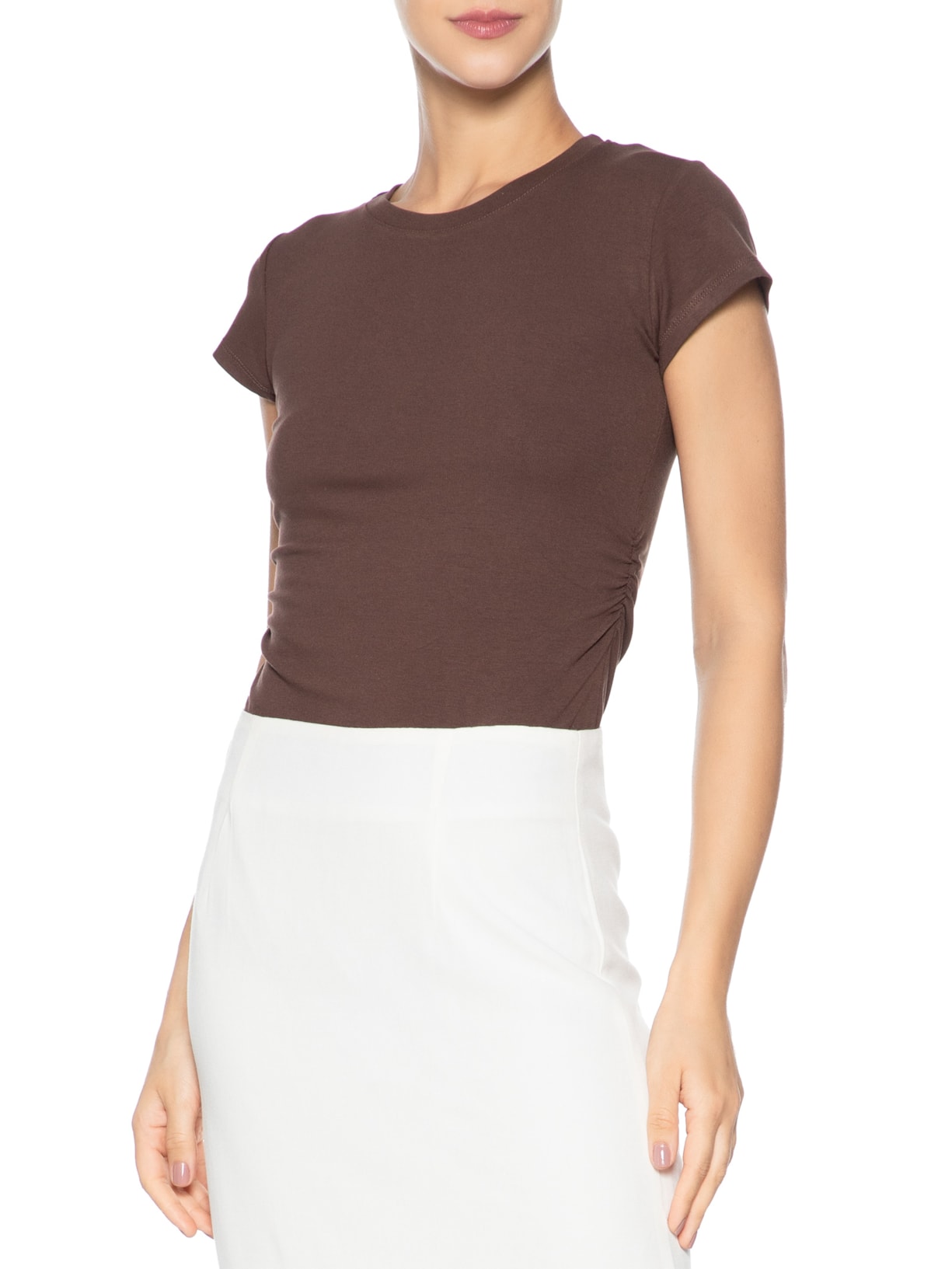 Blusa Feminina Comfy Justa Ao Corpo Marrom Basiq