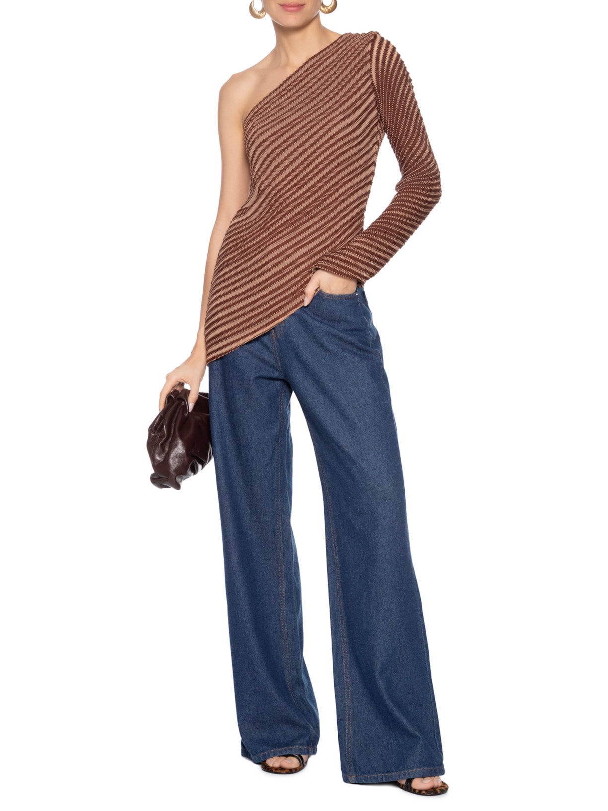 Blusa Feminina Coqueiro Tule Marrom Misci