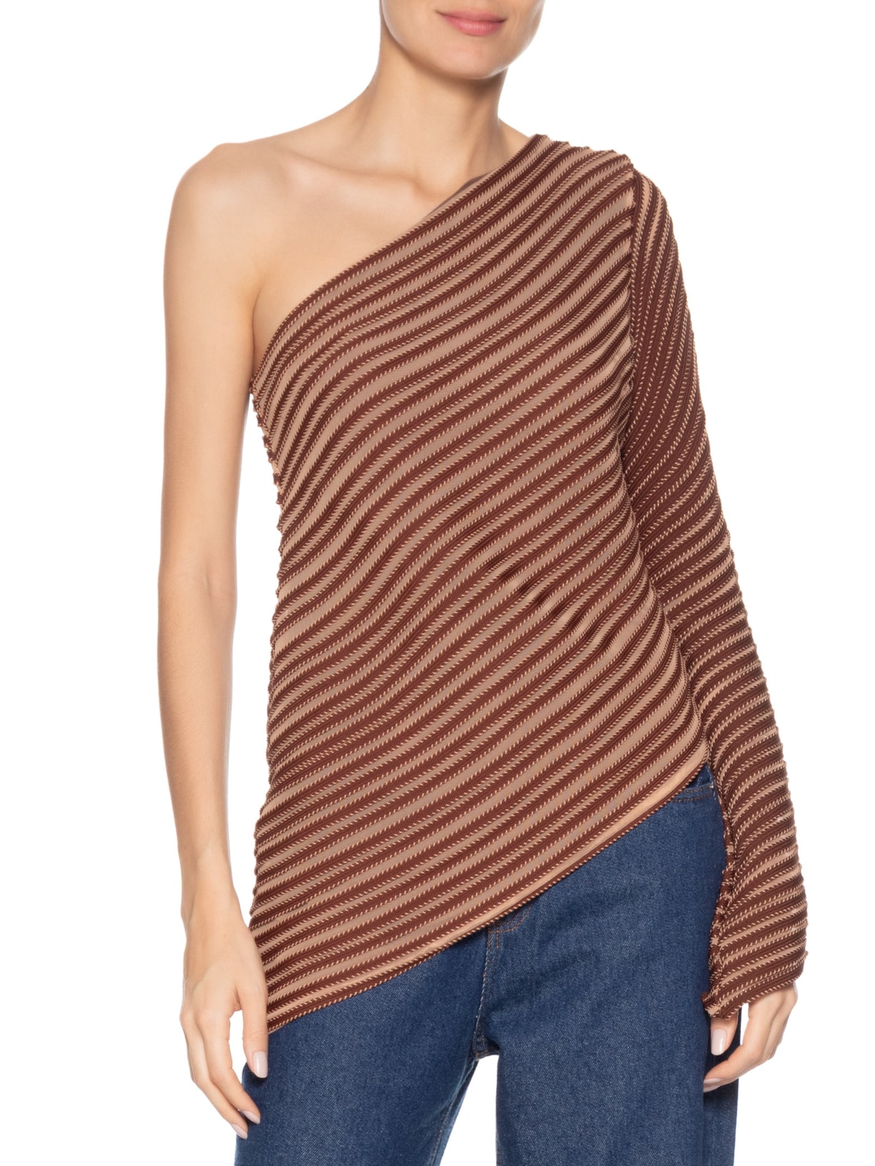 Blusa Feminina Coqueiro Tule Marrom Misci