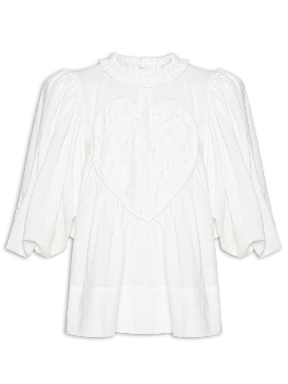 Blusa Feminina Coração Artesanal - Branco