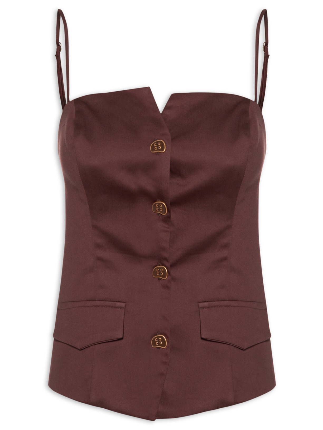 Blusa Feminina Corselet Botões - Marrom