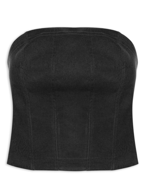 Blusa Feminina Corselet Pesponto - Preto