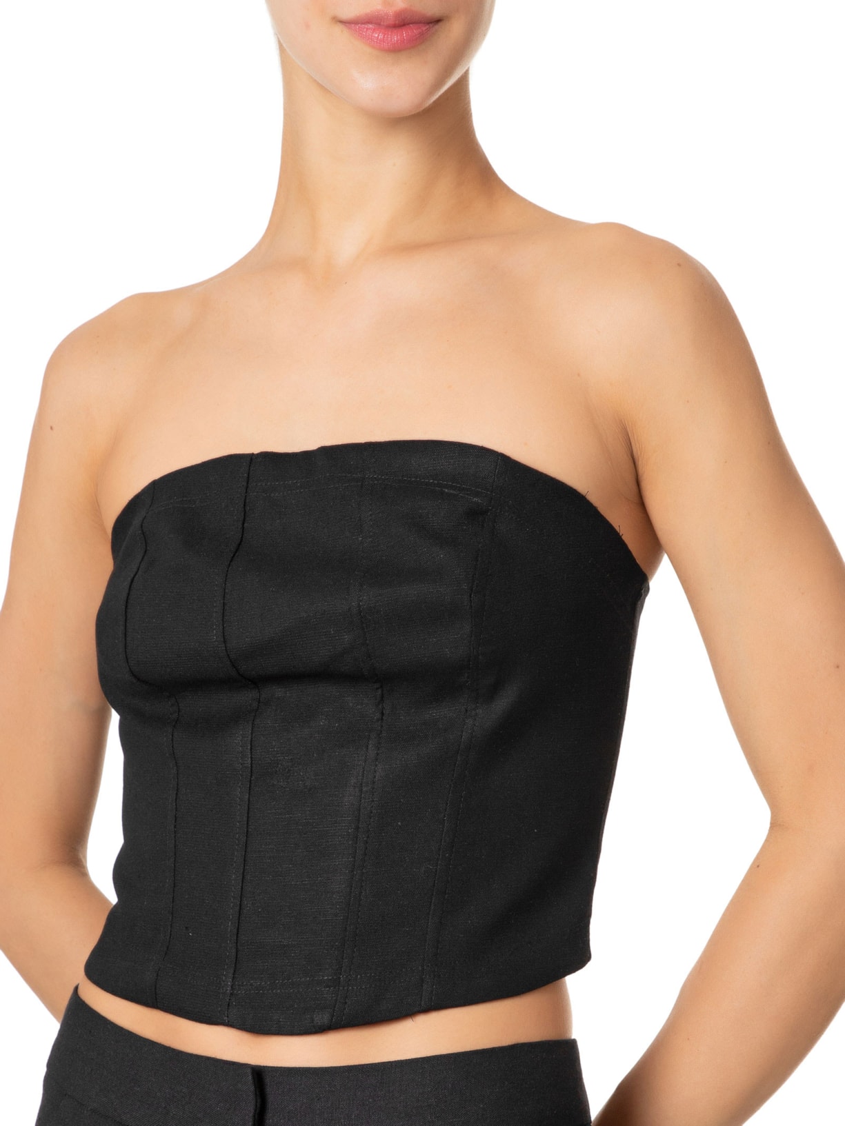 Blusa Feminina Corselet Pesponto Preto Farm