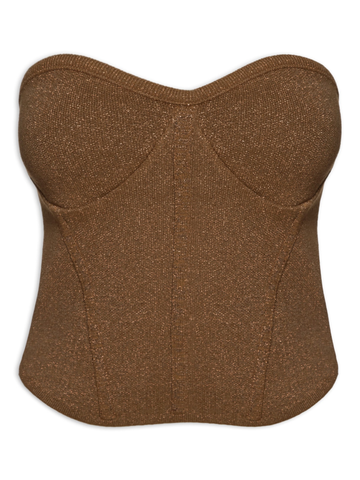 Blusa Feminina Corselet Tricot Brilho Marrom Dress To