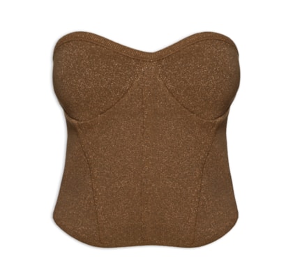 Blusa Feminina Corselet Tricot Brilho - Marrom