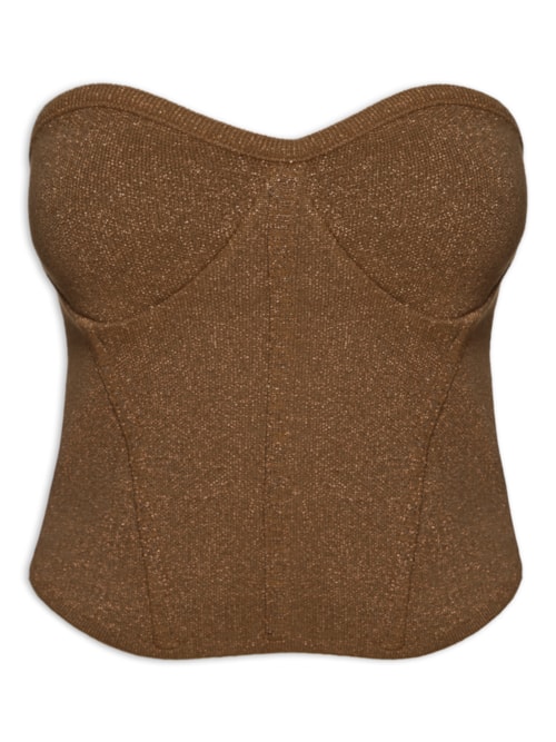 Blusa Feminina Corselet Tricot Brilho - Marrom