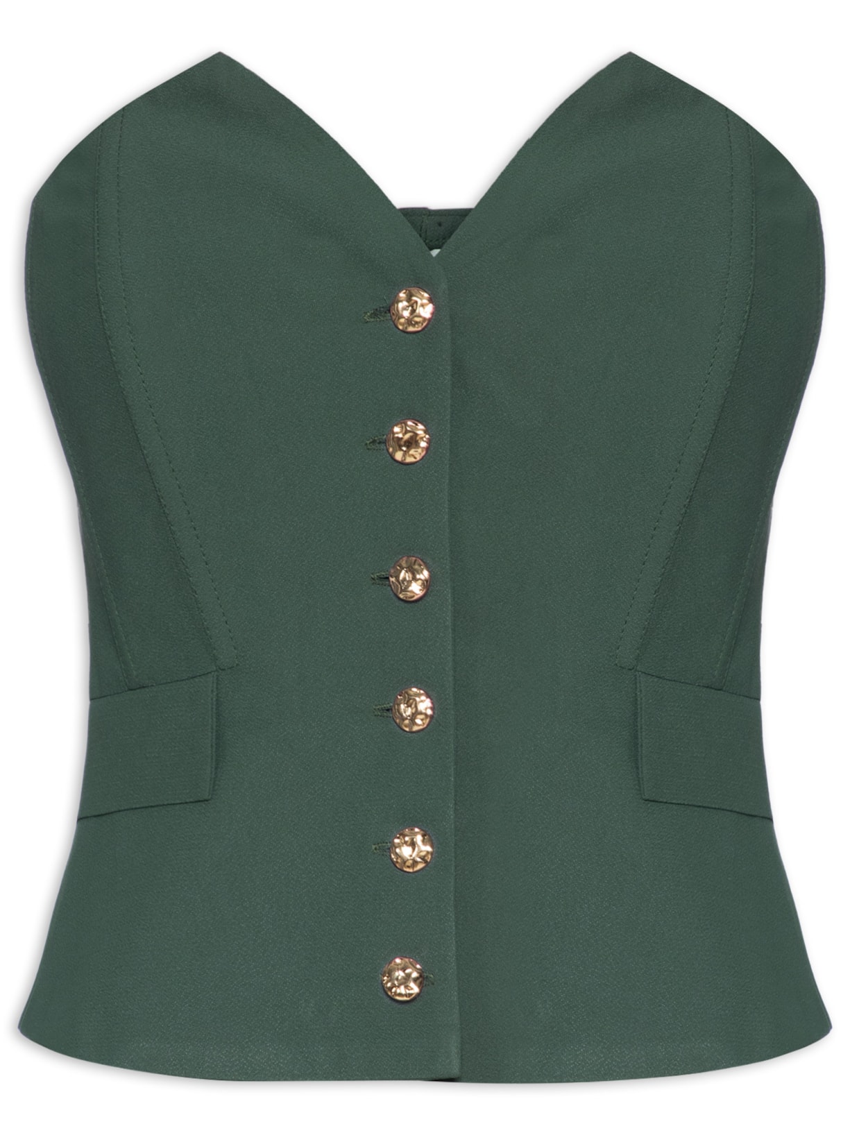 Blusa Feminina Corset Em Crepe - Verde