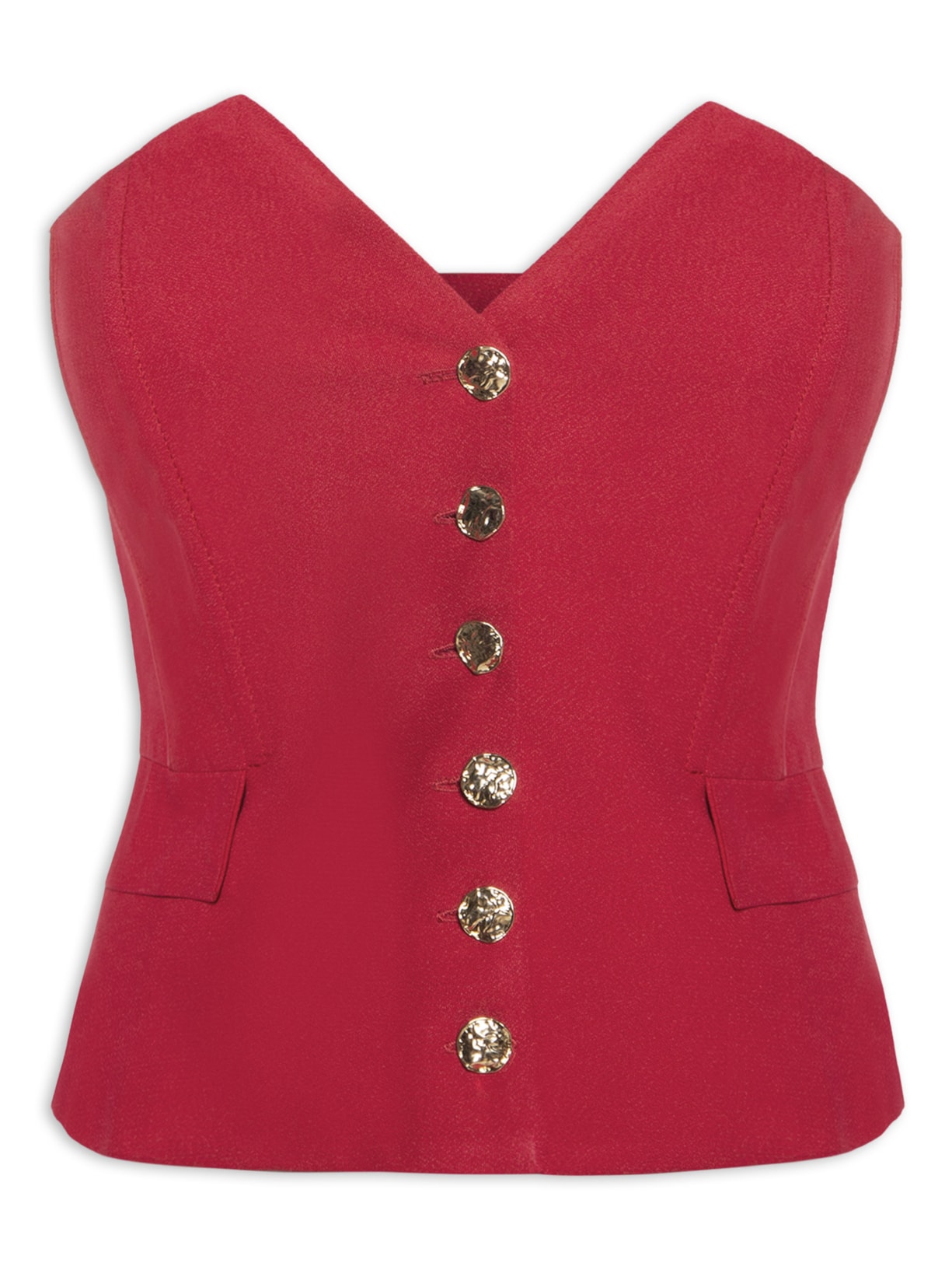 Blusa Feminina Corset Em Crepe - Vermelho