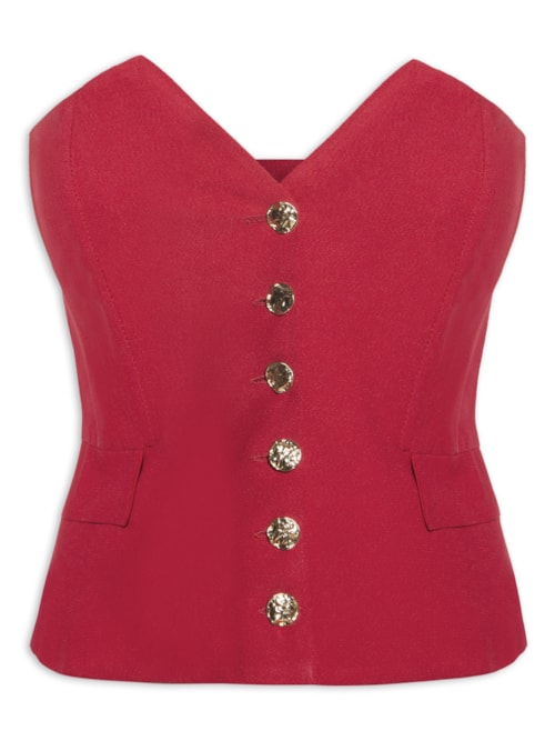 Blusa Feminina Corset Em Crepe - Vermelho