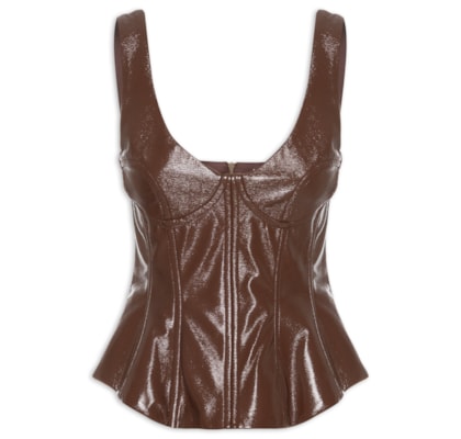 Blusa Feminina Corset Latex Wood - Marrom
